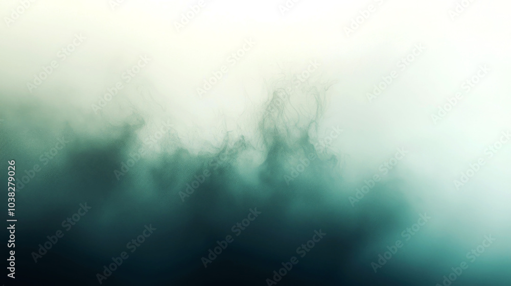 Fototapeta premium Abstract image of teal-colored smoke with a white background.