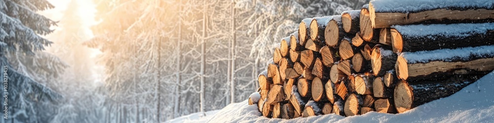 logs of firewood covered with snow. selective focus logs of firewood covered with snow. selective focus