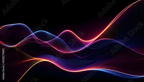 Obraz na płótnie Abstract wave lines pattern dynamic colorful light flowing isolated on black background. concept of music, party, technology, modern. Abstract flowing wavy lines. Colorful dynamic wave w salonie