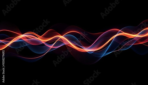 Obraz na płótnie Abstract wave lines pattern dynamic colorful light flowing isolated on black background. concept of music, party, technology, modern. Abstract flowing wavy lines. Colorful dynamic wave w salonie