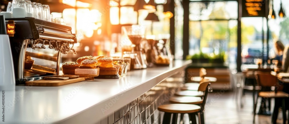 beautifully designed bistro cafe with a clean white counter beautifully designed bistro cafe with a clean white counter