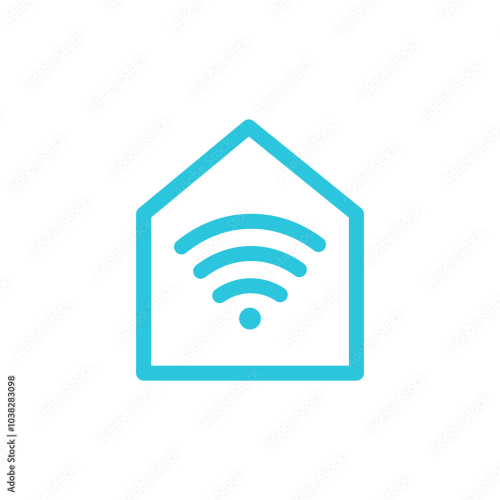 Home Wireless Connection icon. Isolated on white background. From blue icon set. Home Wireless Connection icon. Isolated on white background. From blue icon set.