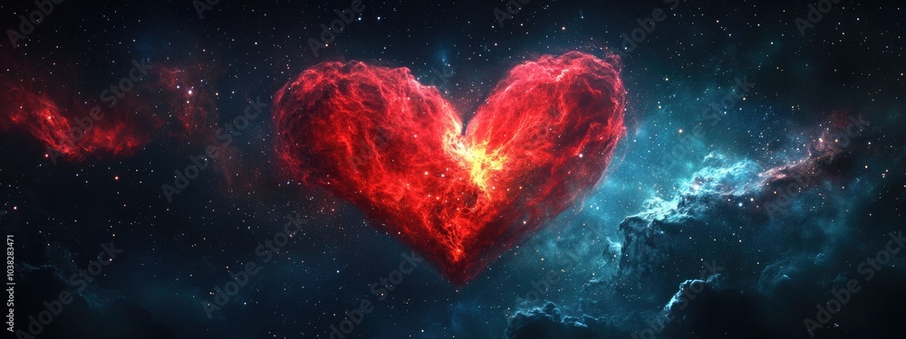 Obraz premium astro space heart nebula love concept background 