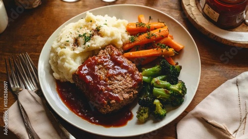 Comfort Food Meal with Meatloaf and Vegetables