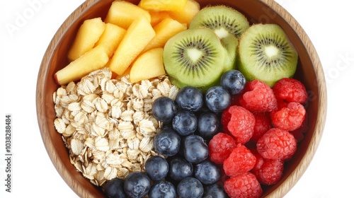 Healthy Breakfast Bowl with Fresh Fruits and Oats