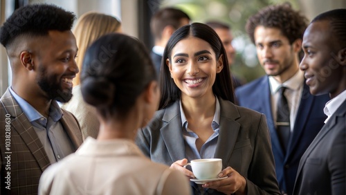 Attendees at a cultural event networking while sharing their backgrounds and business experiences.
 photo