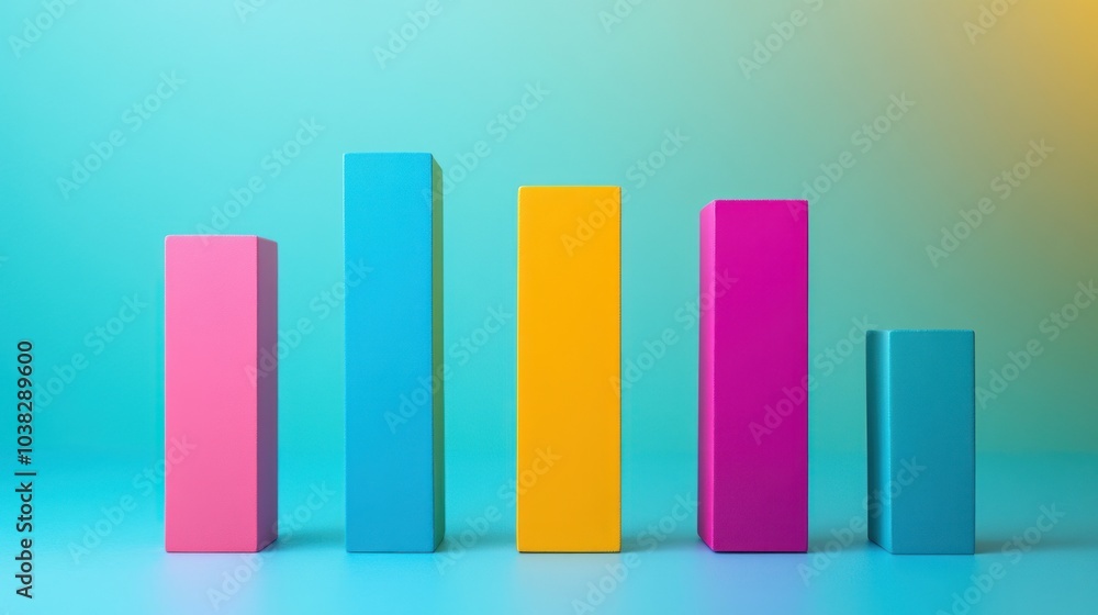 Colorful Bar Chart on a Blue Background Colorful Bar Chart on a Blue Background