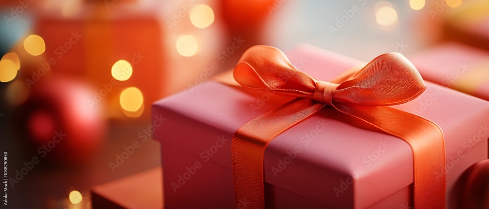 Festive gift box with ribbon Festive gift box with ribbon