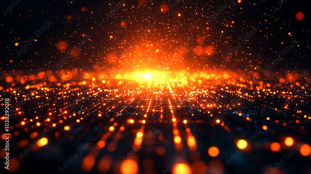 Fototapeta premium Abstract background with glowing particles and lines of light.