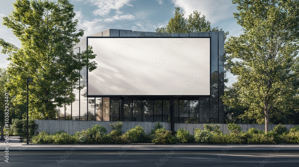 Large billboard advertisement mockup on modern building exterior Large billboard advertisement mockup on modern building exterior
