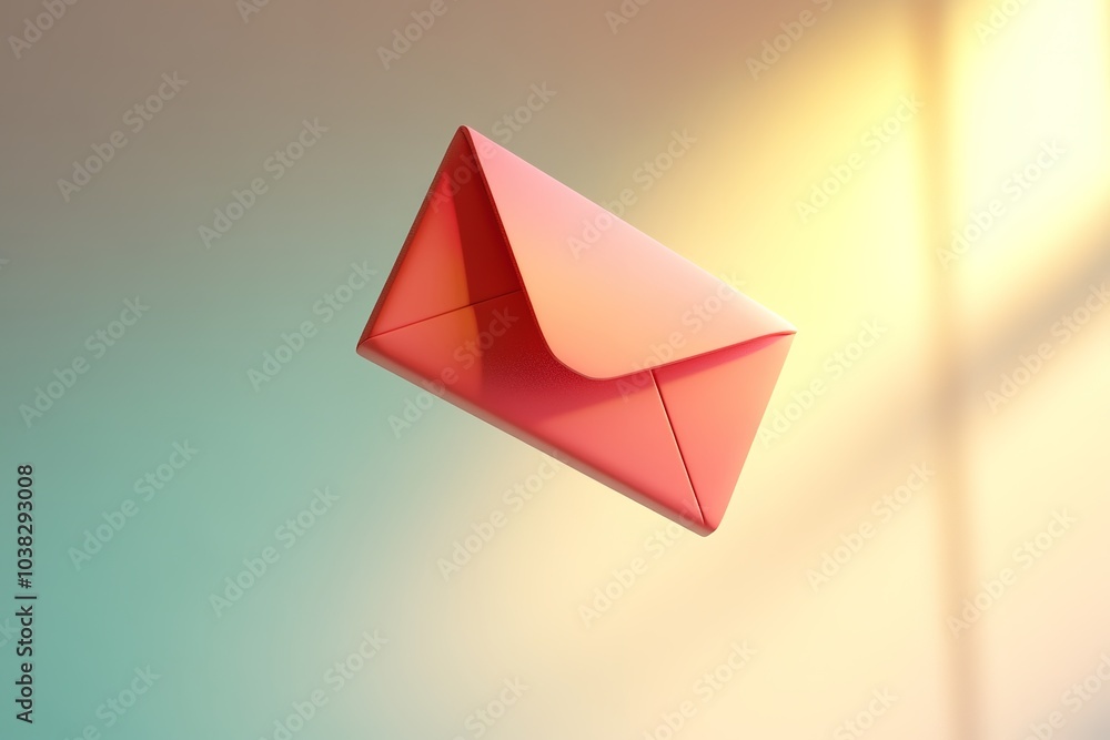 Red envelope floating in warm light Red envelope floating in warm light
