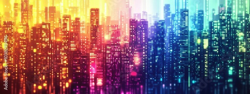 Wallpaper Mural rainbow colored digital pixel art  modern design Torontodigital.ca