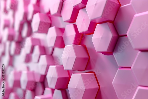 A close up of a wall of pink cubes