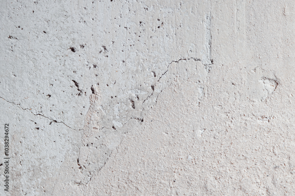 Fototapeta premium Plastered beige surface with cement material. Textured pattern with space for text. Texture of old gray concrete wall for background. Calm neutral spa background. 