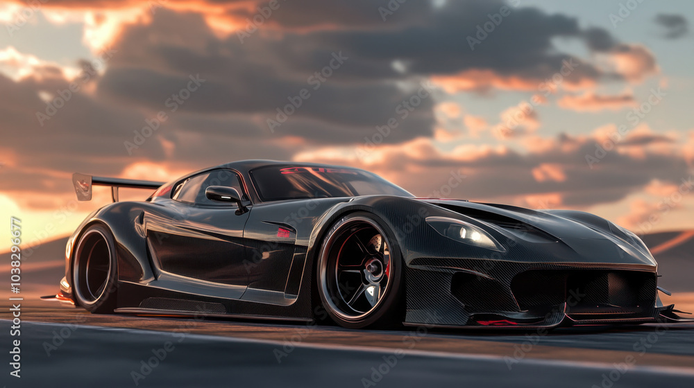 Sleek and Fast Supercar on the Open Road Sleek and Fast Supercar on the Open Road