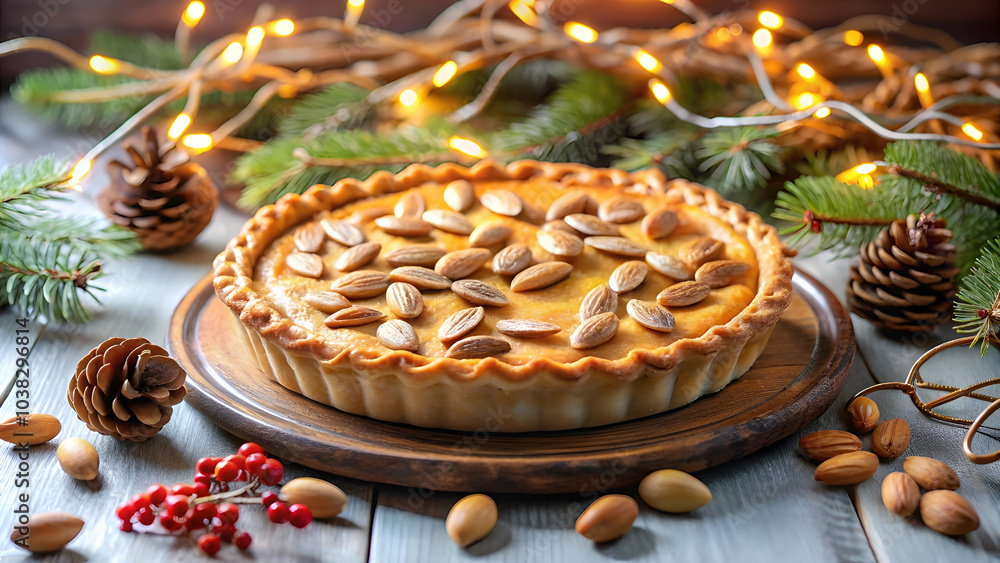 Christmas Pine Nut Pie with Mini String Lights. Perfect for: Christmas, winter holidays, festive dinners Christmas Pine Nut Pie with Mini String Lights. Perfect for: Christmas, winter holidays, festive dinners