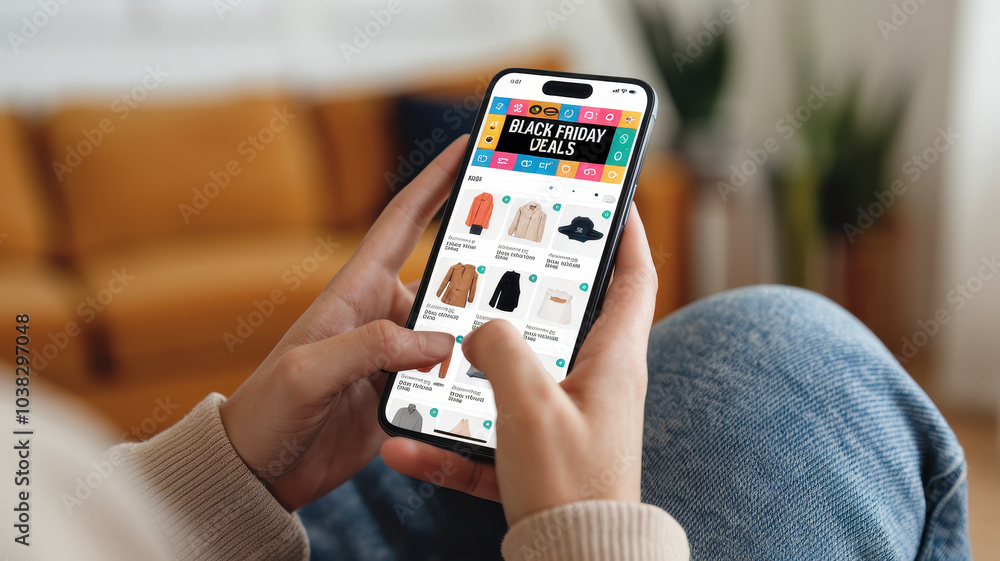 Shopping on smartphone for Black Friday deals brings excitement and convenience