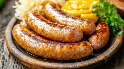 Grilled Sausages with Mustard and Sauerkraut Delight