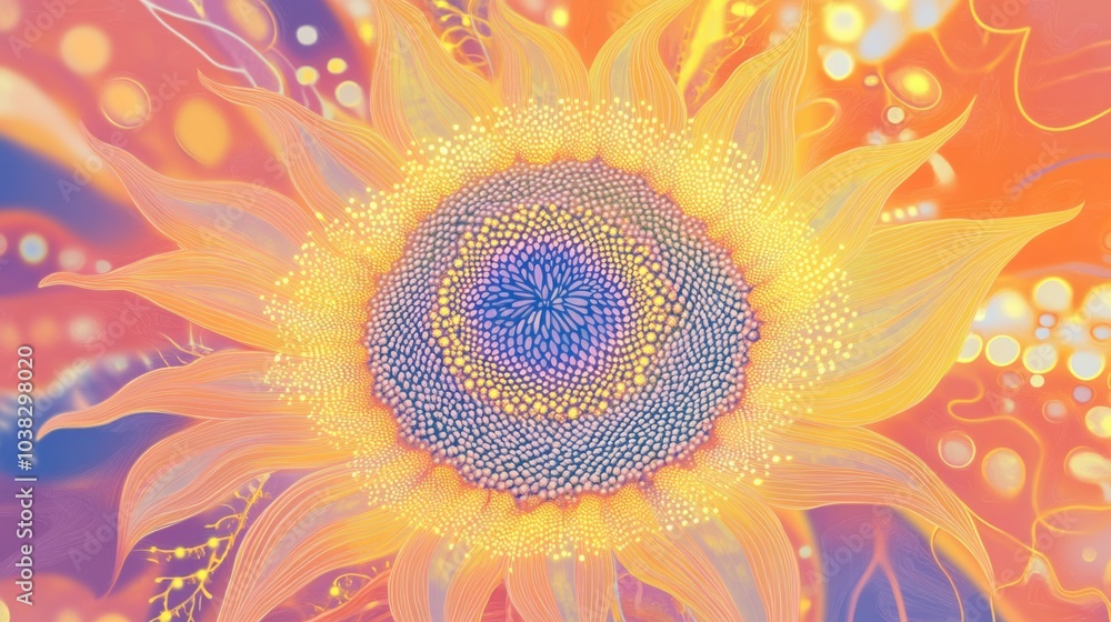 Vibrant Sunflower Illustration Close-up Design Vibrant Sunflower Illustration Close-up Design