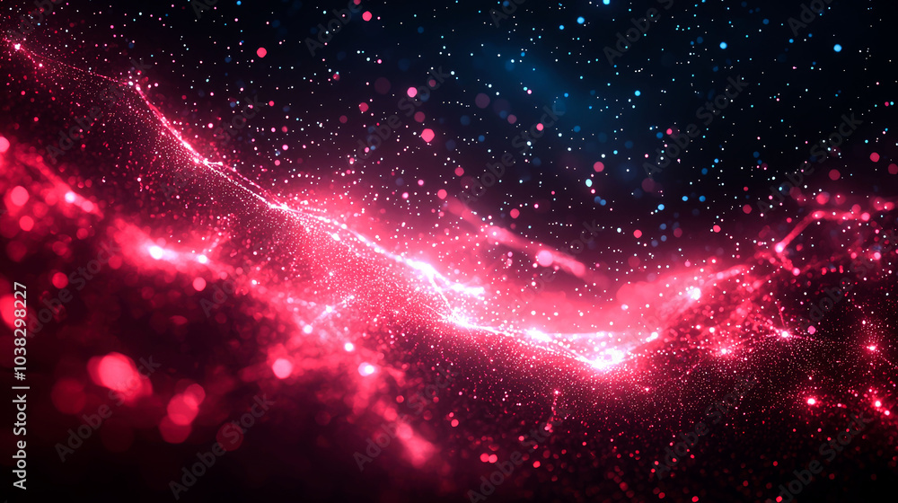 Abstract red and blue nebula with glowing particles. Abstract red and blue nebula with glowing particles.