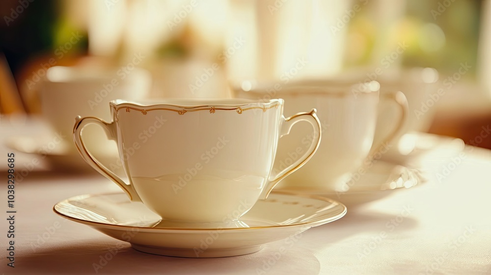 Obraz premium Elegant Tea Cups on a Soft Background