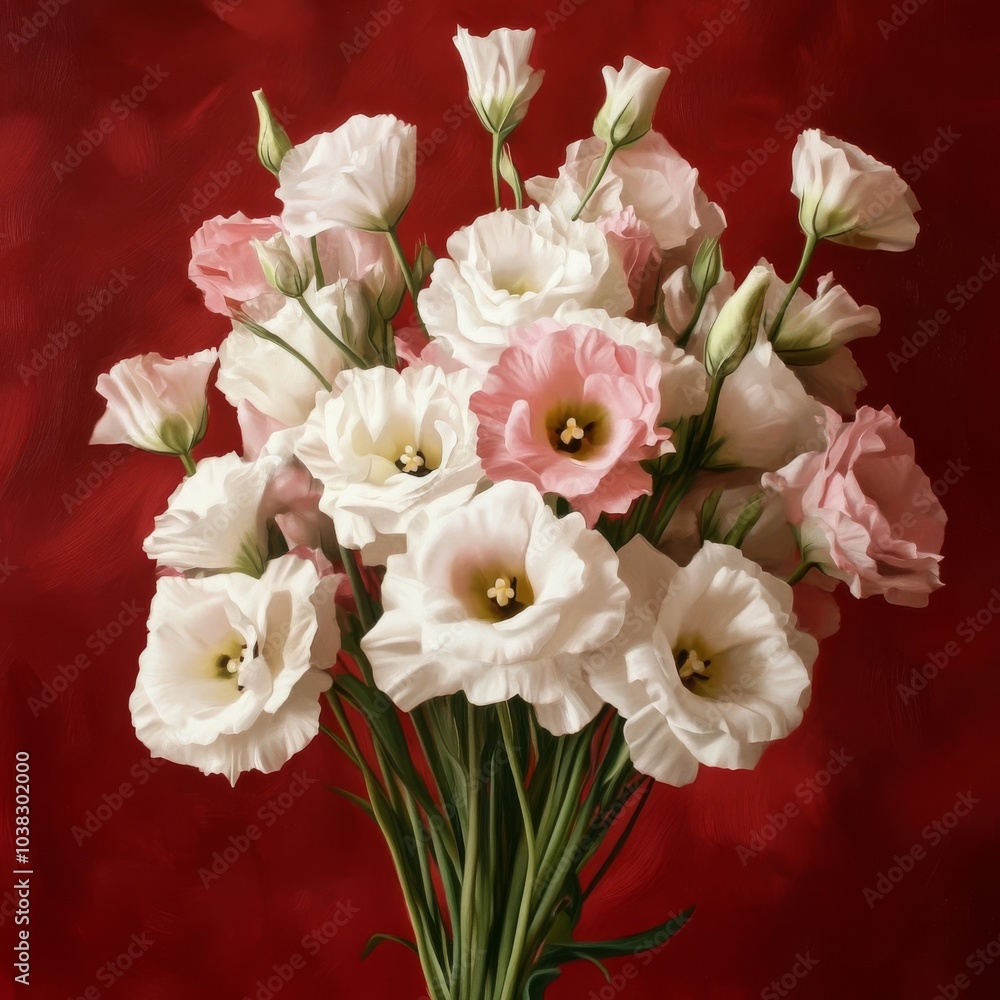 Floral arrangement on red. Floral arrangement on red.