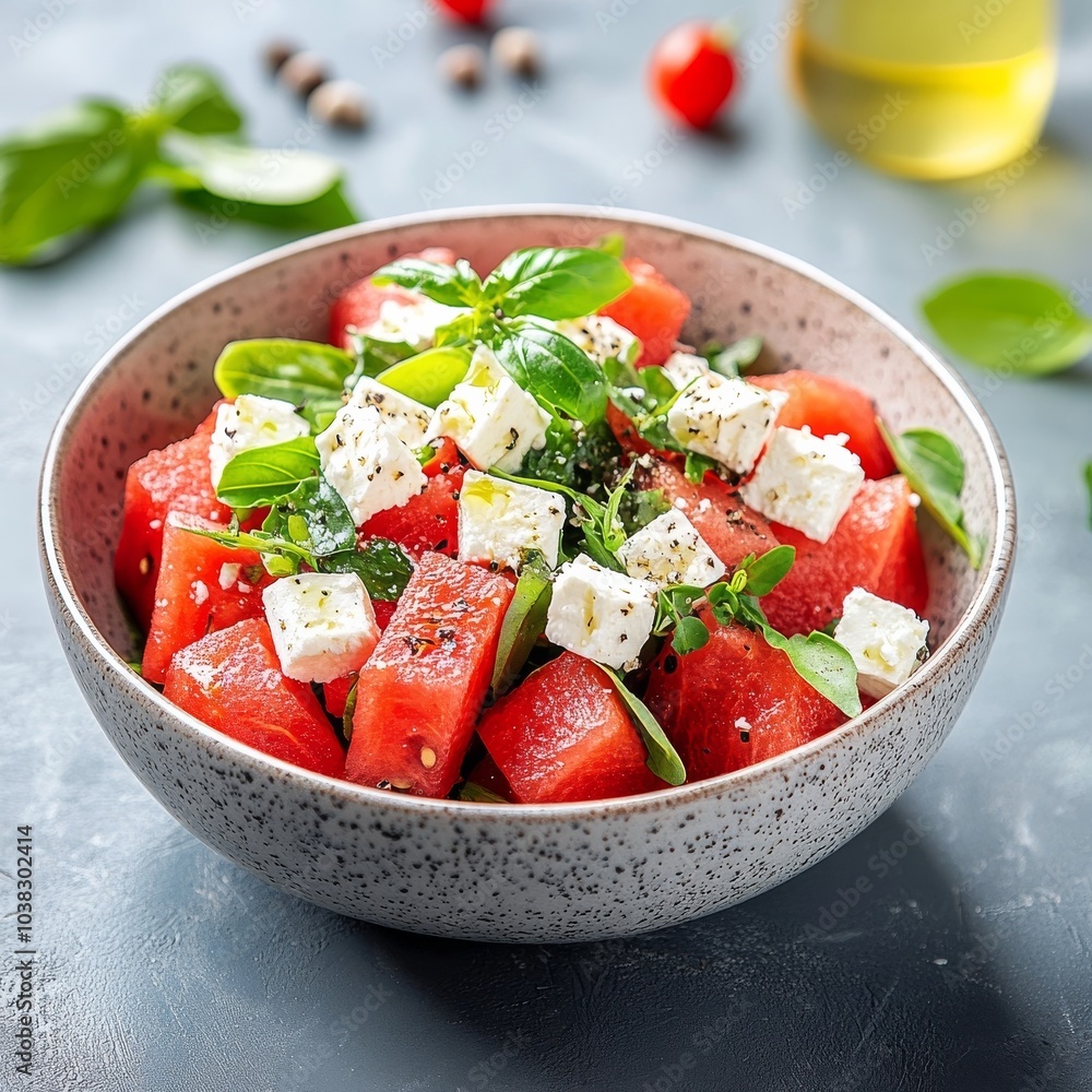 Watermelon salad with feta. Watermelon salad with feta.