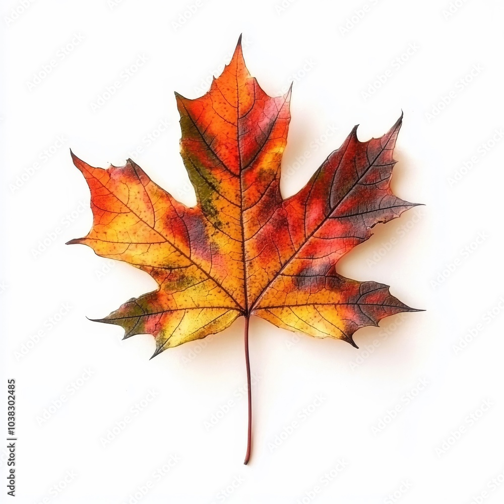 Obraz premium Bright leaf on white.