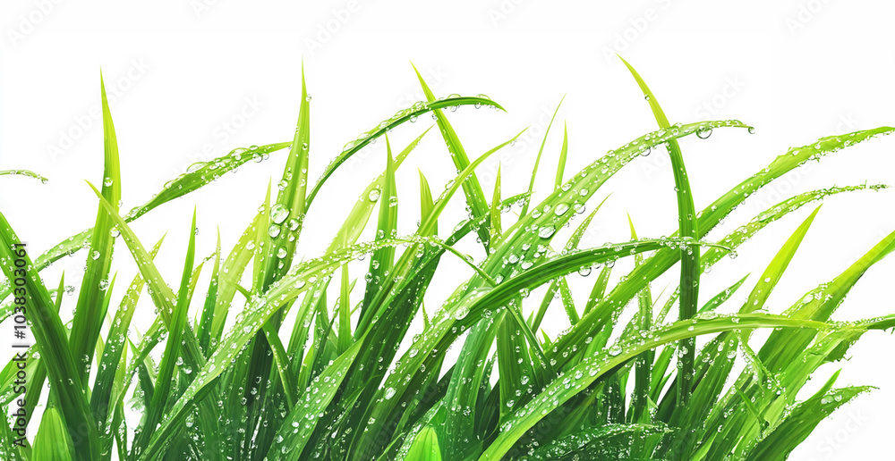Fototapeta premium Fresh green grass with water drops