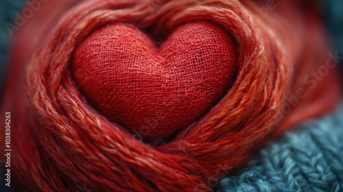 A handmade felt heart symbolizing love and affection, showcasing creativity and emotional connection in a unique design.