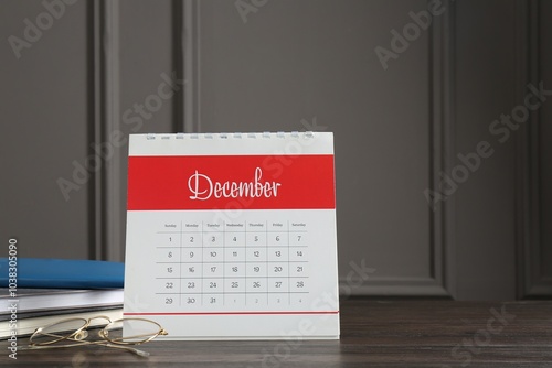 Wallpaper Mural Timetable. Monthly planner, notebooks and glasses on wooden table Torontodigital.ca