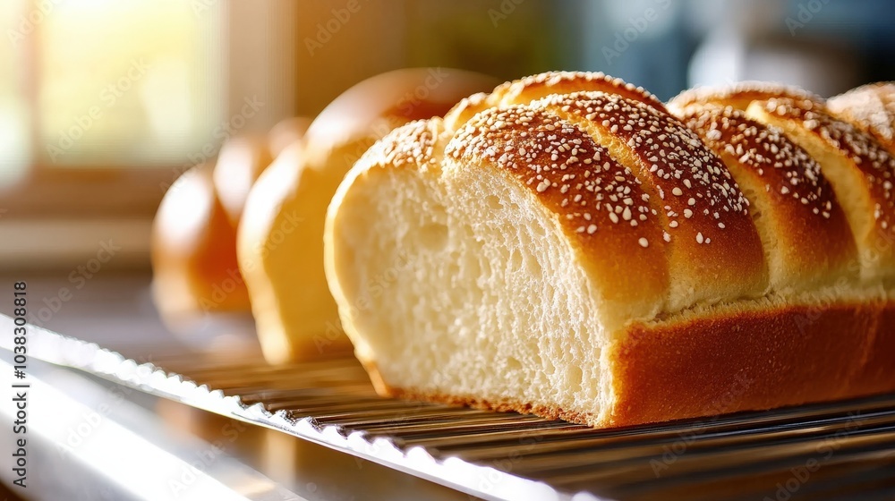 A loaf of bread with sesame seeds on top A loaf of bread with sesame seeds on top