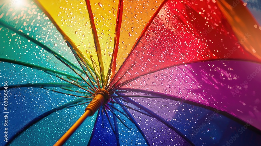 umbrella colorful rain. selective focus umbrella colorful rain. selective focus