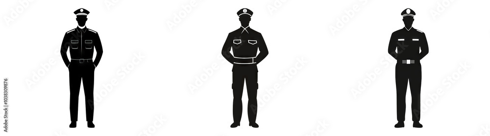 Vector Security Guards in Uniform for Safety Campaigns on Transparent Background Vector Security Guards in Uniform for Safety Campaigns on Transparent Background
