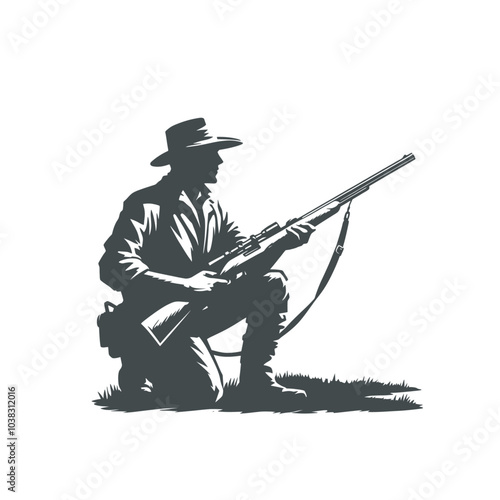 hunting monochrome vector illustration