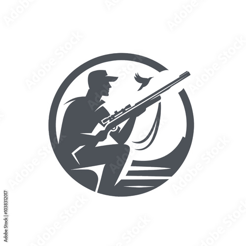 hunting monochrome vector illustration