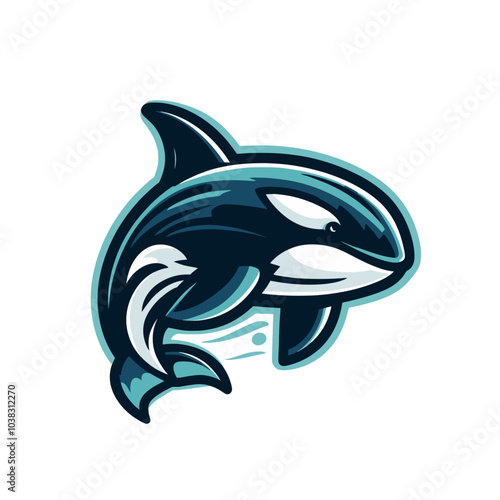 Orca killer whale character. Modern sports logo style mascot vector illustration