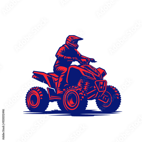 quad bike. extreme sport vehicle modern vector isolated illustration