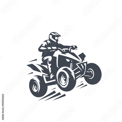 Quad bike rider. Extreme sport vehicle modern vector isolated illustration