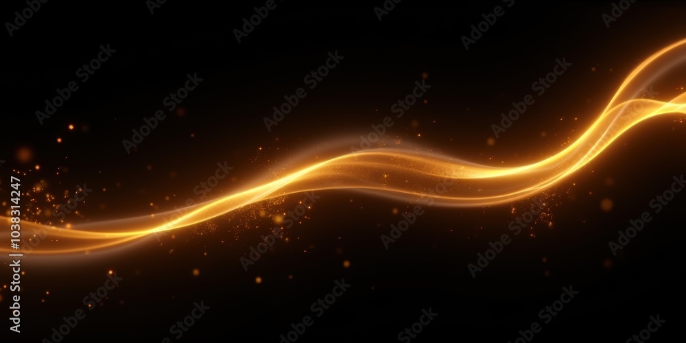 Obraz premium A captivating wave of golden light against a dark background, perfect for conveying elegance, energy, or creativity in design projects.