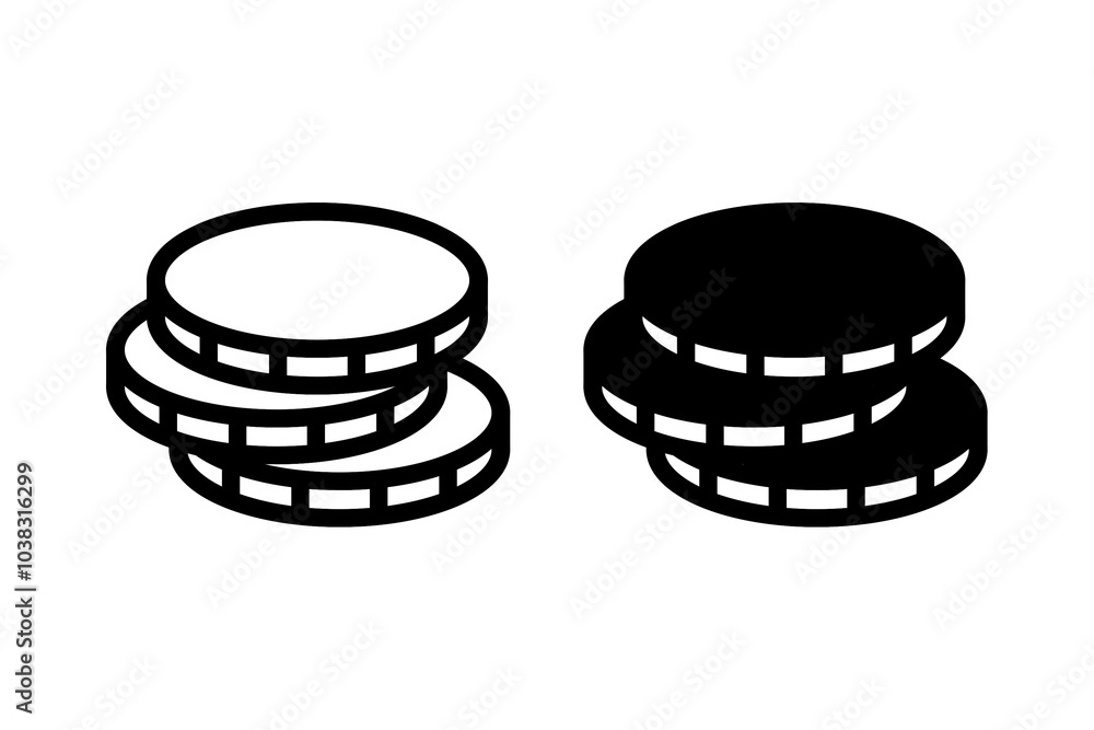 Coin stack icon set with simple and modern design Coin stack icon set with simple and modern design