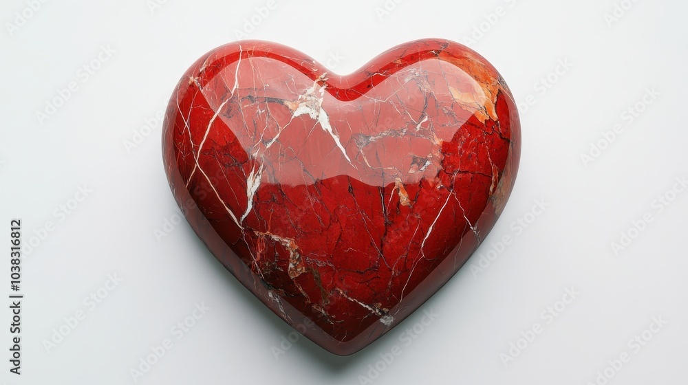 heart-shaped, intricate veining,red, marble, white background, A medium shot of a red marble heart shaped stone with intricate veining on a white background heart-shaped, intricate veining,red, marble, white background, A medium shot of a red marble heart shaped stone with intricate veining on a white background
