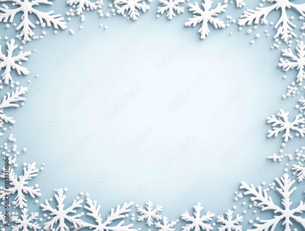 Winter snow frame. Christmas Snowflakes border. Snowy frame frozen background Winter snow frame. Christmas Snowflakes border. Snowy frame frozen background