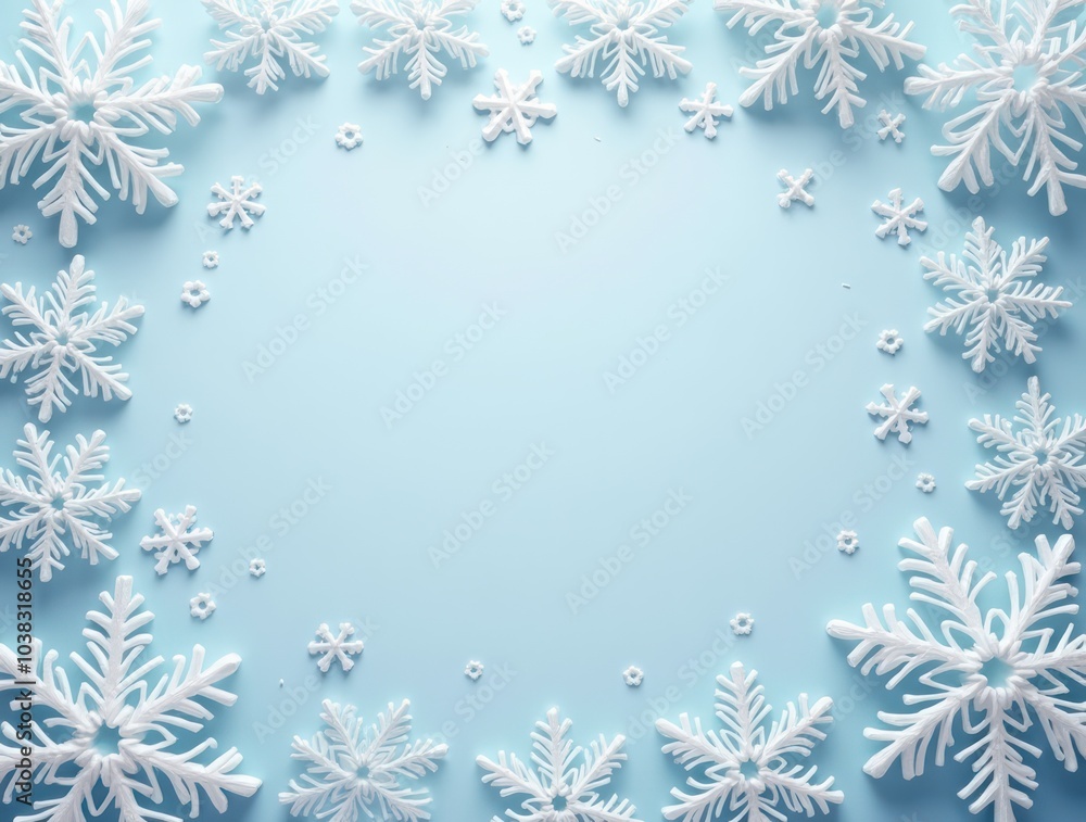 Winter snow frame. Christmas Snowflakes border. Snowy frame frozen background Winter snow frame. Christmas Snowflakes border. Snowy frame frozen background