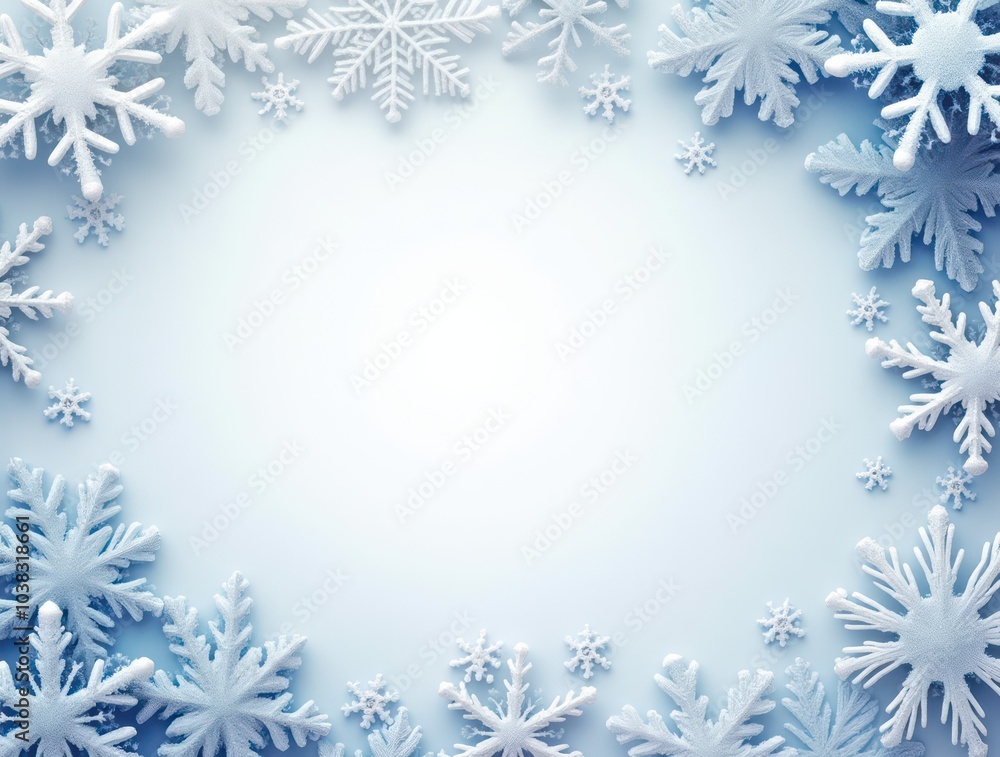 Winter snow frame. Christmas Snowflakes border. Snowy frame frozen background Winter snow frame. Christmas Snowflakes border. Snowy frame frozen background
