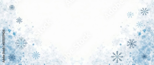 Winter snow frame. Christmas watercolor Snowflakes border. Snowy frame frozen background