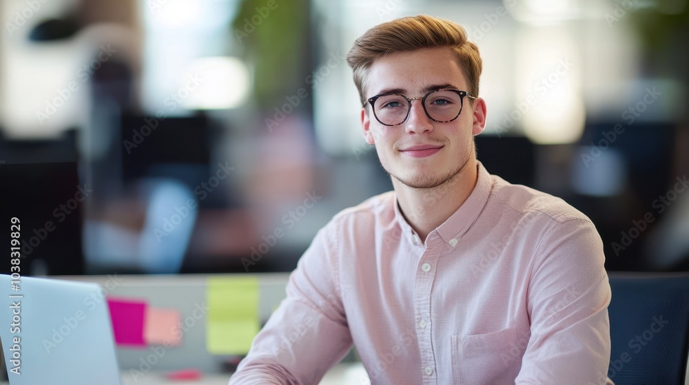 Fototapeta premium The Young Man in Office