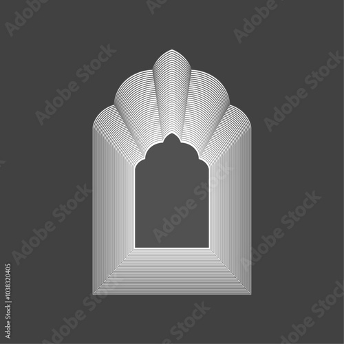 Artistic linear minimal vector mughal window dome....