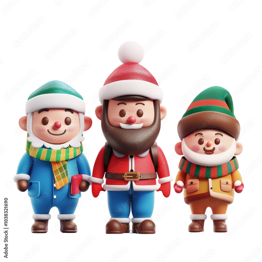 3D characters of merry Christmas isolated on white or transparent background 3D characters of merry Christmas isolated on white or transparent background