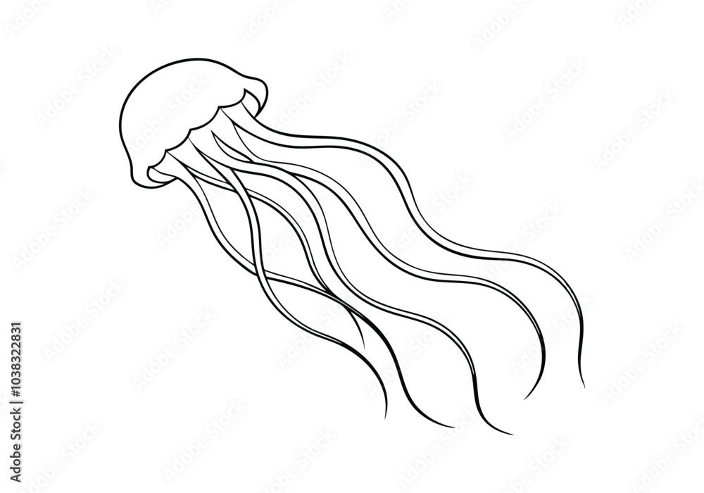 One Line Drawing of a Jellyfish – Abstract Ocean Life Vector